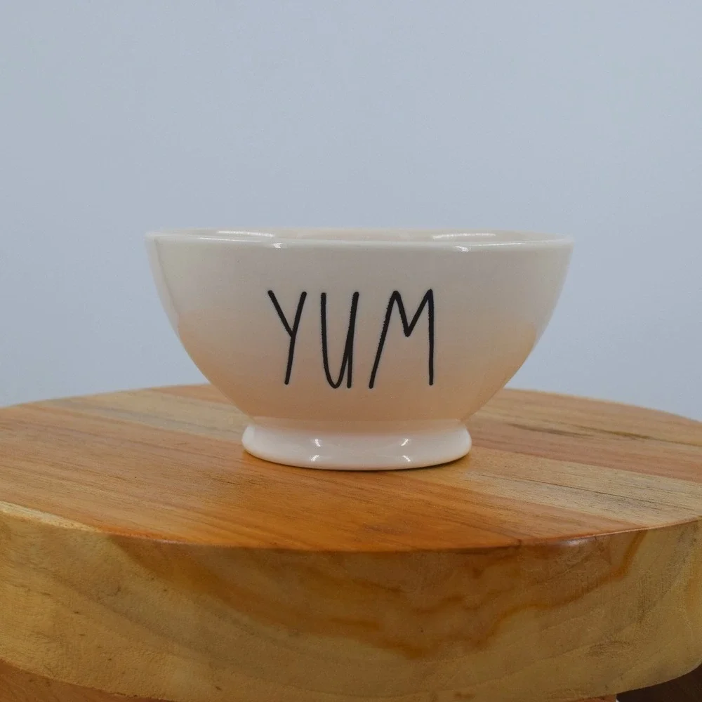 Rae Dunn YUM Bowl Artisan Collection‎ by Magenta Cream White Ceramic Foodie